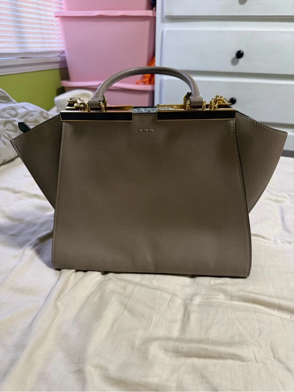 FENDI handbag/shoulder bag in sand beige leather